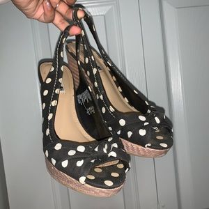 American Eagle Polka Dot Peep Toe Wedges